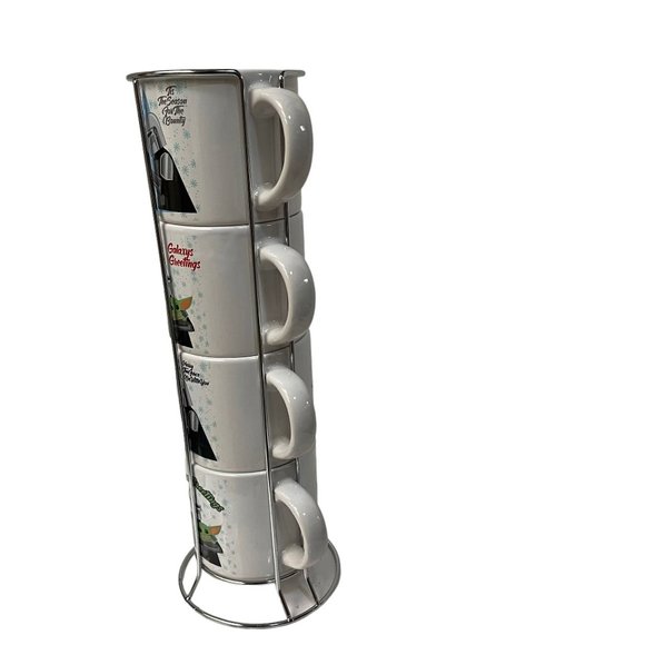 Silver Buffalo STAR WARS The Mandalorian Mug Cup Stackable Set 4 Metal Rack - Picture 6 of 9